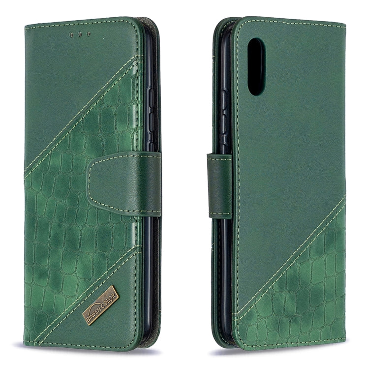 For Xiaomi Redmi 9A Matching Color Crocodile Texture Horizontal Flip PU Leather Case with Wallet & Holder & Card Slots