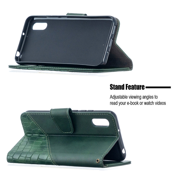 For Xiaomi Redmi 9A Matching Color Crocodile Texture Horizontal Flip PU Leather Case with Wallet & Holder & Card Slots