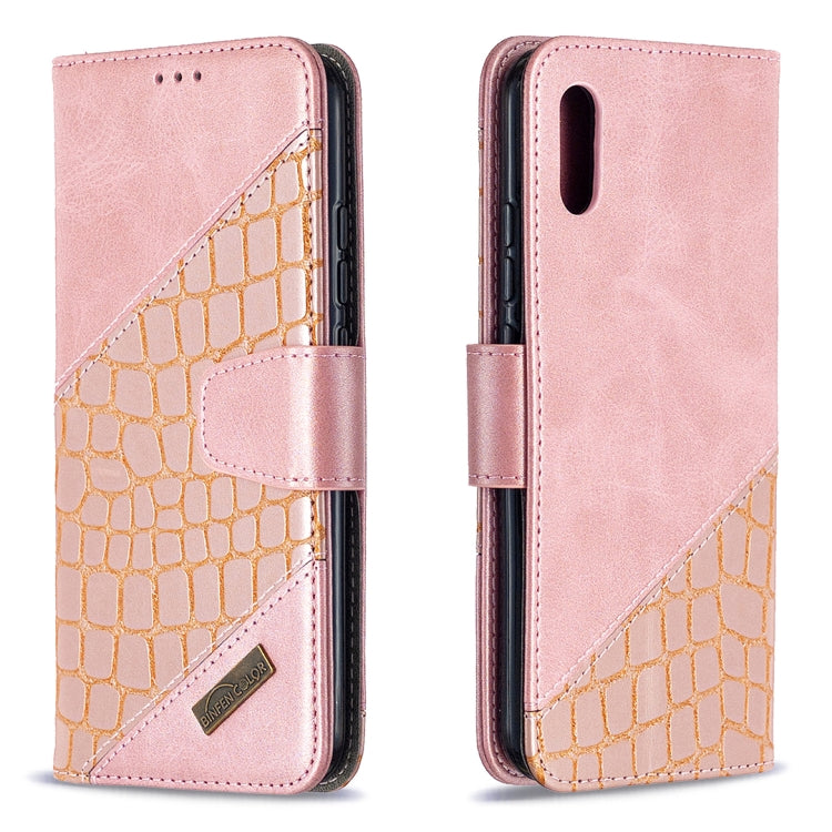 For Xiaomi Redmi 9A Matching Color Crocodile Texture Horizontal Flip PU Leather Case with Wallet & Holder & Card Slots