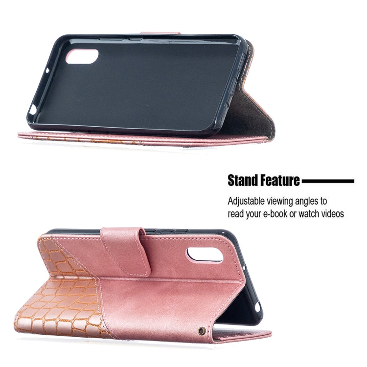 For Xiaomi Redmi 9A Matching Color Crocodile Texture Horizontal Flip PU Leather Case with Wallet & Holder & Card Slots