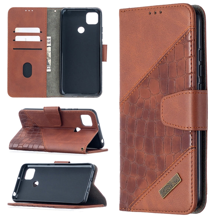 For Xiaomi Redmi 9C Matching Color Crocodile Texture Horizontal Flip PU Leather Case with Wallet & Holder & Card Slots
