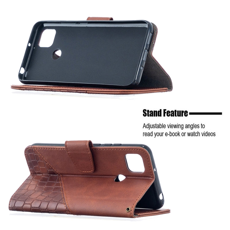 For Xiaomi Redmi 9C Matching Color Crocodile Texture Horizontal Flip PU Leather Case with Wallet & Holder & Card Slots