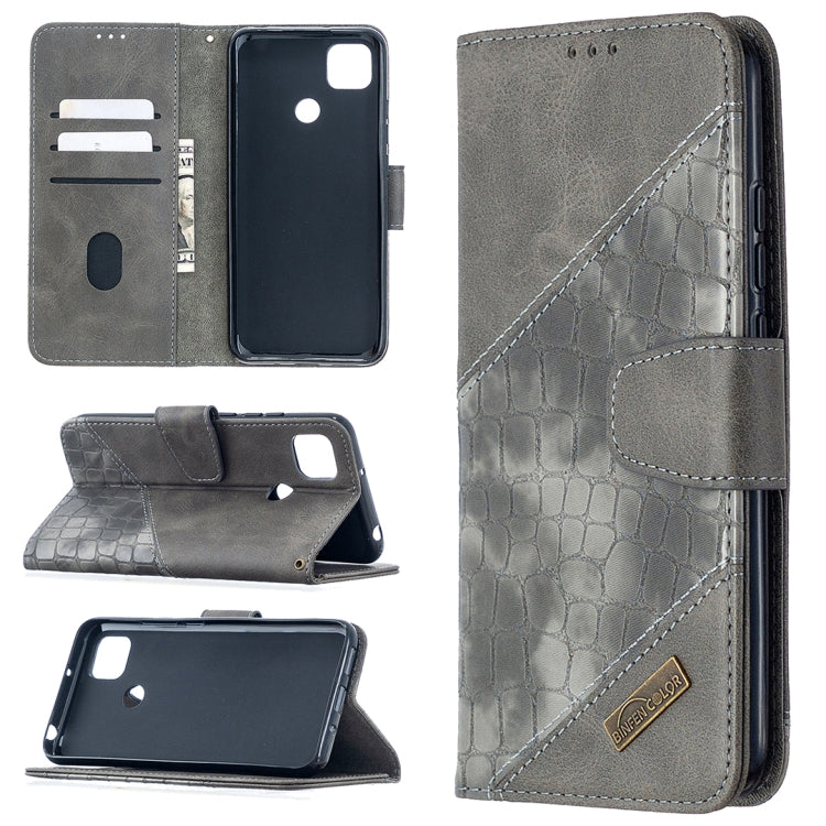 For Xiaomi Redmi 9C Matching Color Crocodile Texture Horizontal Flip PU Leather Case with Wallet & Holder & Card Slots