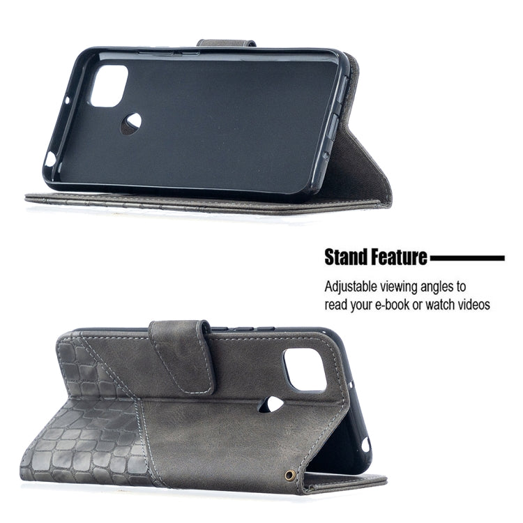 For Xiaomi Redmi 9C Matching Color Crocodile Texture Horizontal Flip PU Leather Case with Wallet & Holder & Card Slots