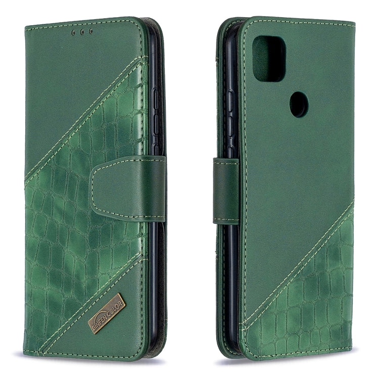 For Xiaomi Redmi 9C Matching Color Crocodile Texture Horizontal Flip PU Leather Case with Wallet & Holder & Card Slots