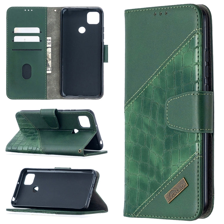 For Xiaomi Redmi 9C Matching Color Crocodile Texture Horizontal Flip PU Leather Case with Wallet & Holder & Card Slots