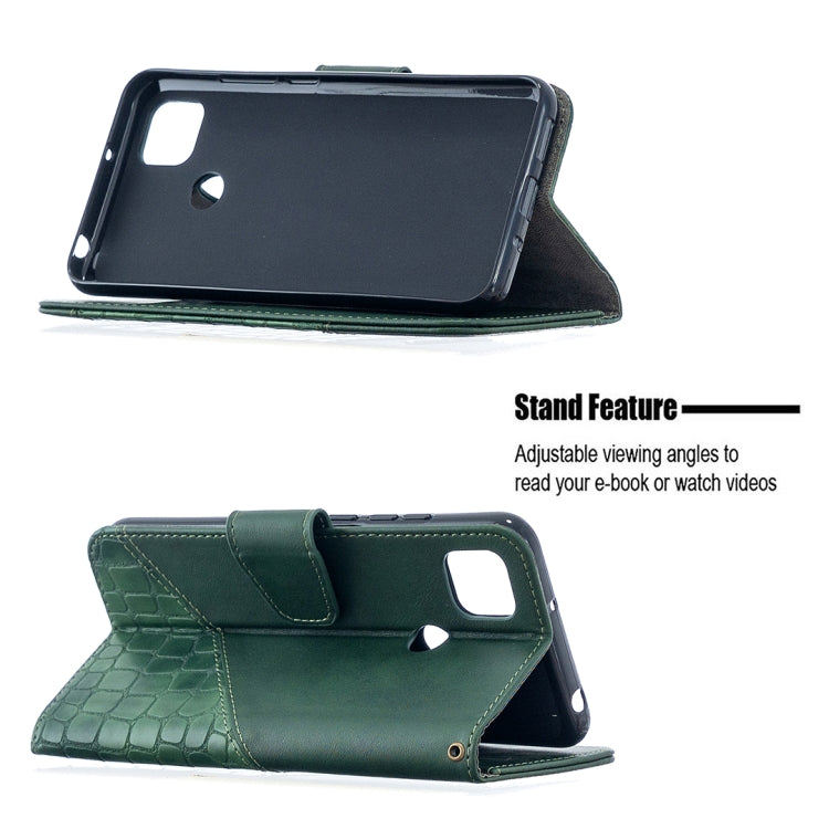 For Xiaomi Redmi 9C Matching Color Crocodile Texture Horizontal Flip PU Leather Case with Wallet & Holder & Card Slots
