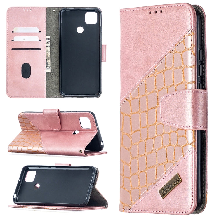 For Xiaomi Redmi 9C Matching Color Crocodile Texture Horizontal Flip PU Leather Case with Wallet & Holder & Card Slots