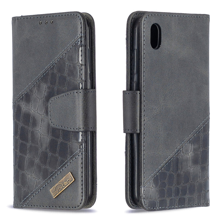 For Huawei Y5(2019) Matching Color Crocodile Texture Horizontal Flip PU Leather Case with Wallet & Holder & Card Slots