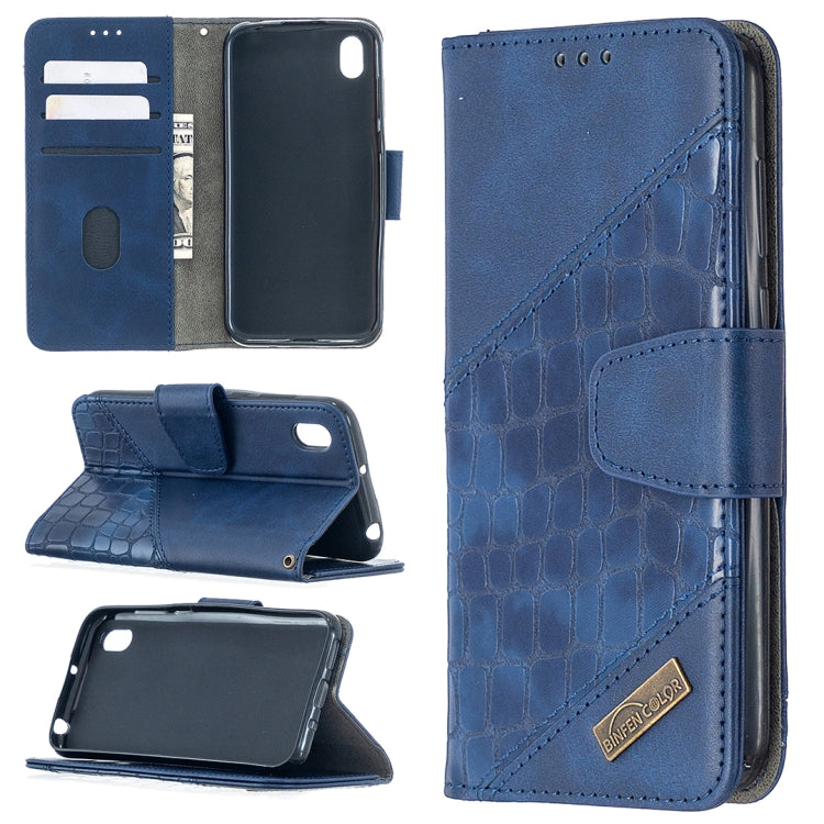 For Huawei Y5(2019) Matching Color Crocodile Texture Horizontal Flip PU Leather Case with Wallet & Holder & Card Slots