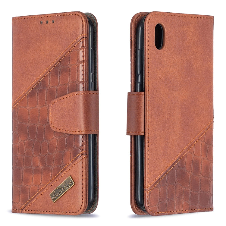 For Huawei Y5(2019) Matching Color Crocodile Texture Horizontal Flip PU Leather Case with Wallet & Holder & Card Slots