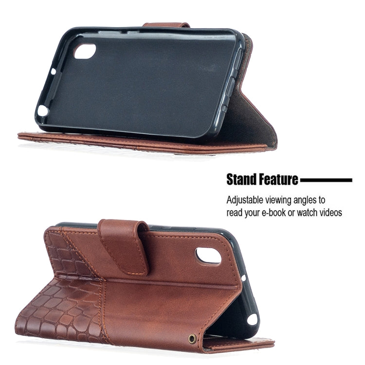 For Huawei Y5(2019) Matching Color Crocodile Texture Horizontal Flip PU Leather Case with Wallet & Holder & Card Slots