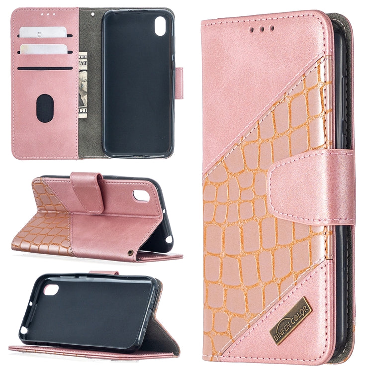 For Huawei Y5(2019) Matching Color Crocodile Texture Horizontal Flip PU Leather Case with Wallet & Holder & Card Slots