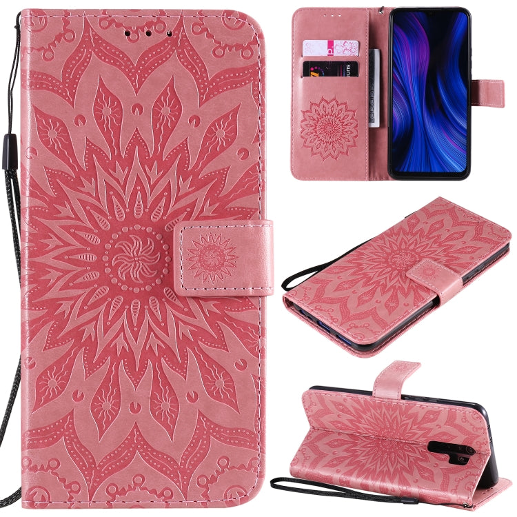 For Xiaomi Redmi 9 Sun Embossing Pattern Horizontal Flip Leather Case with Card Slot & Holder & Wallet & Lanyard