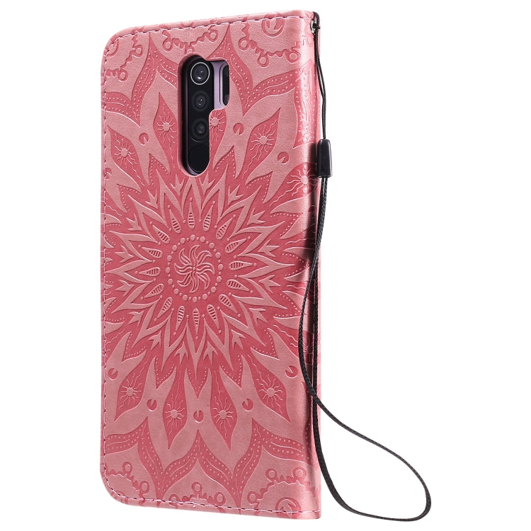 For Xiaomi Redmi 9 Sun Embossing Pattern Horizontal Flip Leather Case with Card Slot & Holder & Wallet & Lanyard