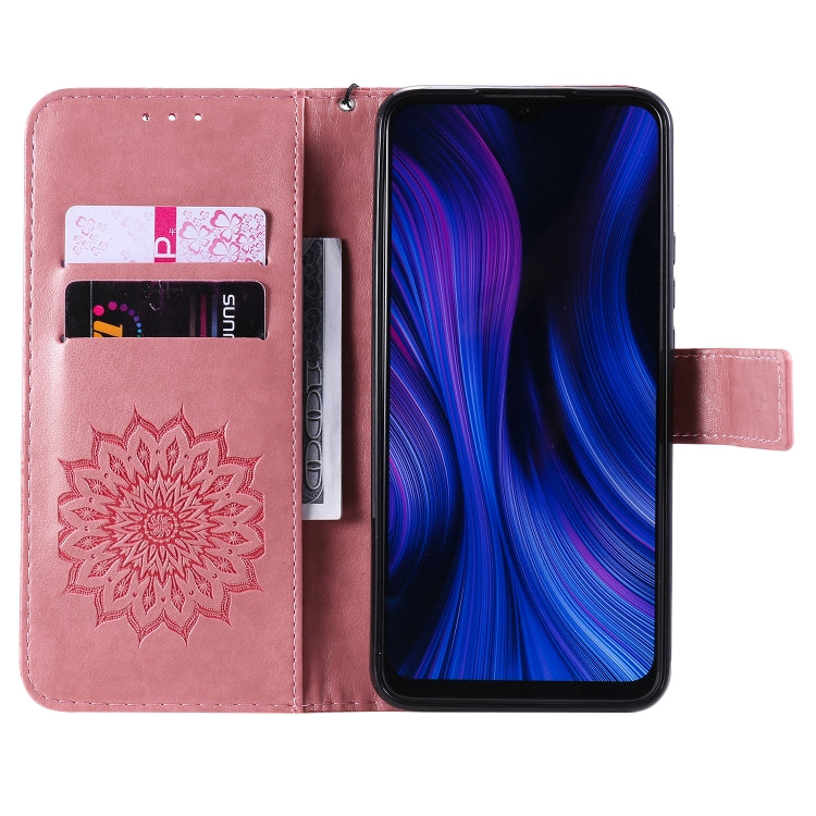 For Xiaomi Redmi 9 Sun Embossing Pattern Horizontal Flip Leather Case with Card Slot & Holder & Wallet & Lanyard