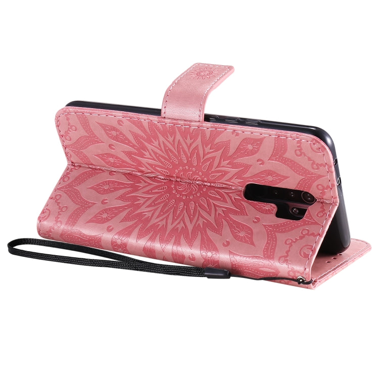 For Xiaomi Redmi 9 Sun Embossing Pattern Horizontal Flip Leather Case with Card Slot & Holder & Wallet & Lanyard