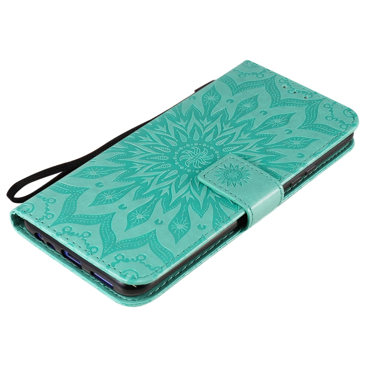 For Xiaomi Redmi 9 Sun Embossing Pattern Horizontal Flip Leather Case with Card Slot & Holder & Wallet & Lanyard