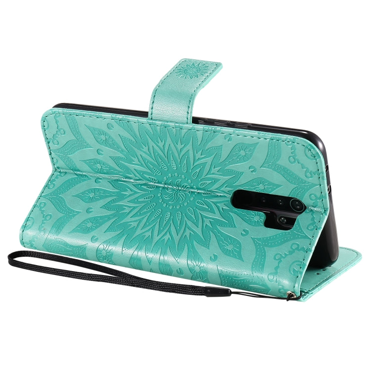 For Xiaomi Redmi 9 Sun Embossing Pattern Horizontal Flip Leather Case with Card Slot & Holder & Wallet & Lanyard