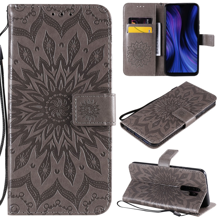 For Xiaomi Redmi 9 Sun Embossing Pattern Horizontal Flip Leather Case with Card Slot & Holder & Wallet & Lanyard