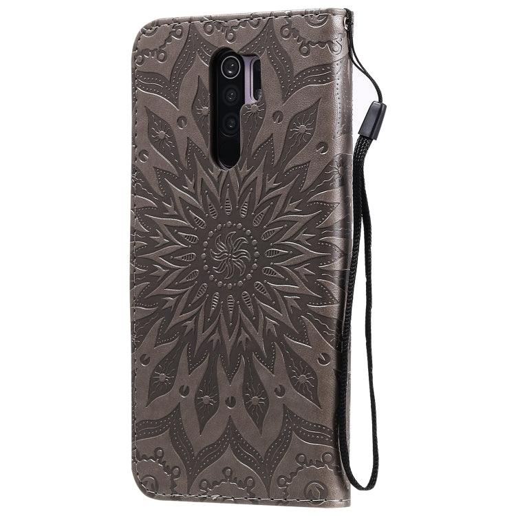 For Xiaomi Redmi 9 Sun Embossing Pattern Horizontal Flip Leather Case with Card Slot & Holder & Wallet & Lanyard