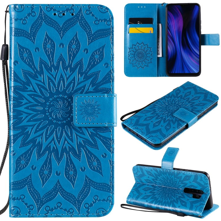 For Xiaomi Redmi 9 Sun Embossing Pattern Horizontal Flip Leather Case with Card Slot & Holder & Wallet & Lanyard