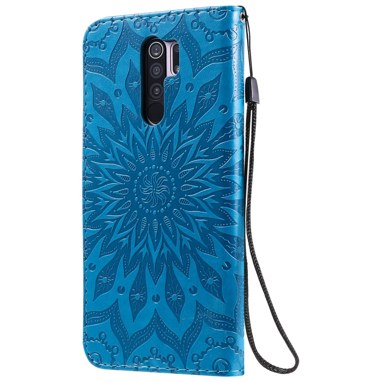 For Xiaomi Redmi 9 Sun Embossing Pattern Horizontal Flip Leather Case with Card Slot & Holder & Wallet & Lanyard