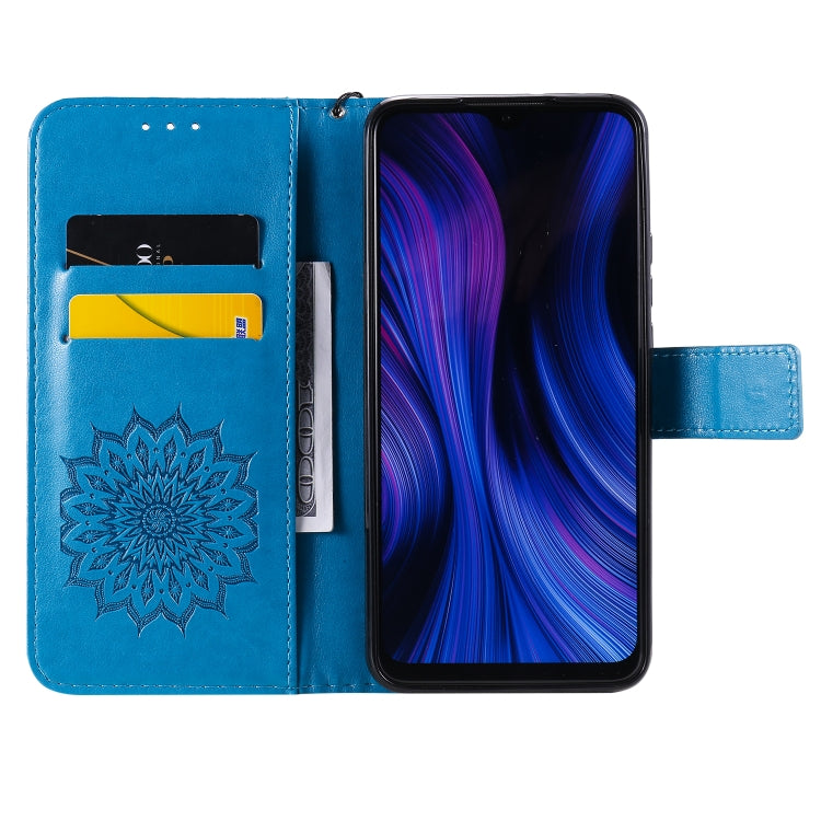 For Xiaomi Redmi 9 Sun Embossing Pattern Horizontal Flip Leather Case with Card Slot & Holder & Wallet & Lanyard