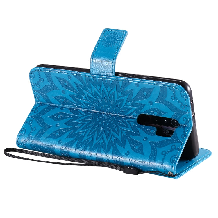 For Xiaomi Redmi 9 Sun Embossing Pattern Horizontal Flip Leather Case with Card Slot & Holder & Wallet & Lanyard