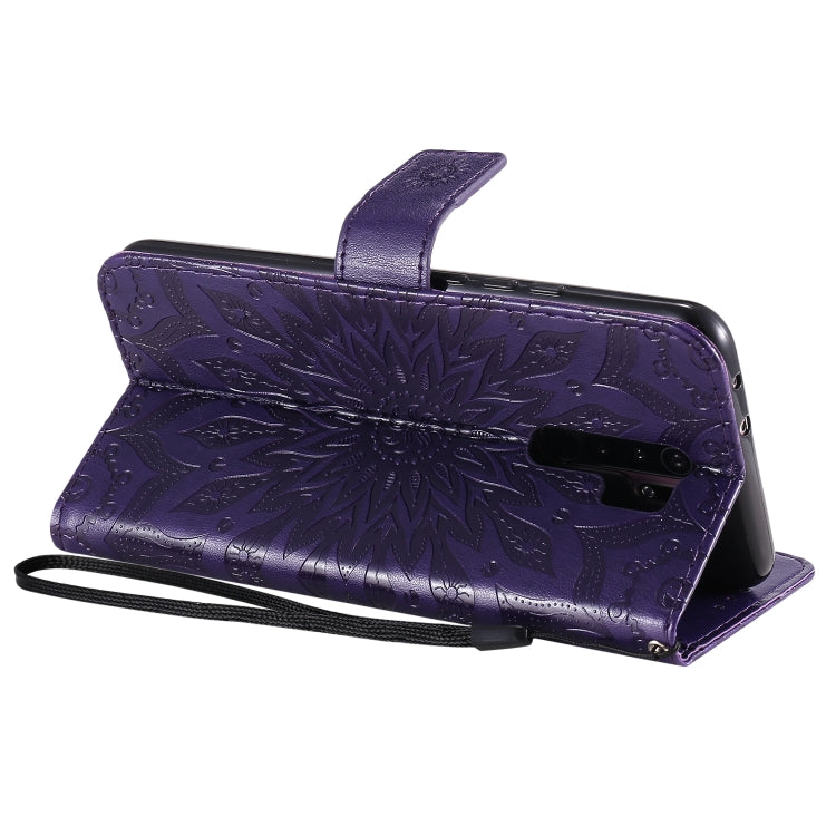 For Xiaomi Redmi 9 Sun Embossing Pattern Horizontal Flip Leather Case with Card Slot & Holder & Wallet & Lanyard