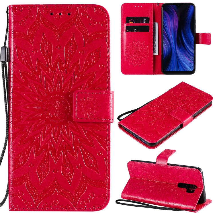 For Xiaomi Redmi 9 Sun Embossing Pattern Horizontal Flip Leather Case with Card Slot & Holder & Wallet & Lanyard