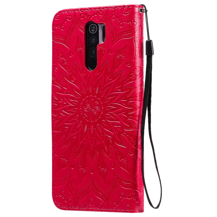 For Xiaomi Redmi 9 Sun Embossing Pattern Horizontal Flip Leather Case with Card Slot & Holder & Wallet & Lanyard