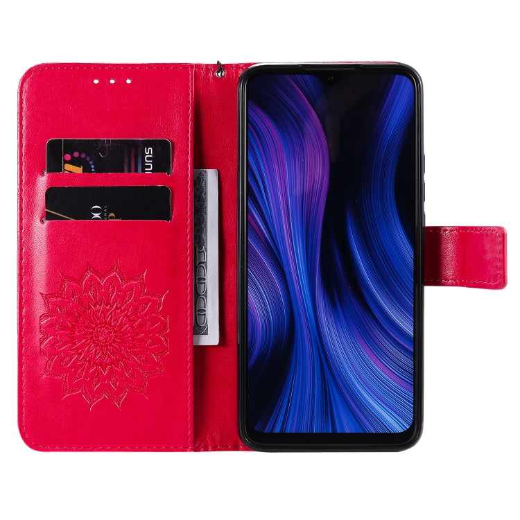 For Xiaomi Redmi 9 Sun Embossing Pattern Horizontal Flip Leather Case with Card Slot & Holder & Wallet & Lanyard