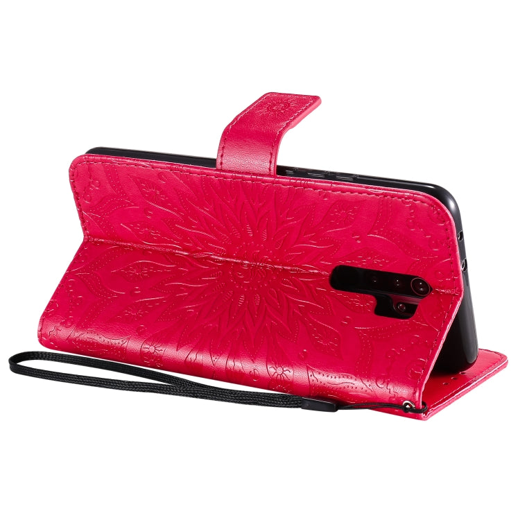 For Xiaomi Redmi 9 Sun Embossing Pattern Horizontal Flip Leather Case with Card Slot & Holder & Wallet & Lanyard