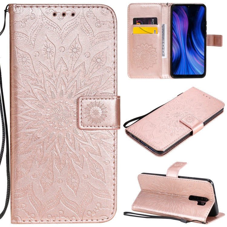 For Xiaomi Redmi 9 Sun Embossing Pattern Horizontal Flip Leather Case with Card Slot & Holder & Wallet & Lanyard