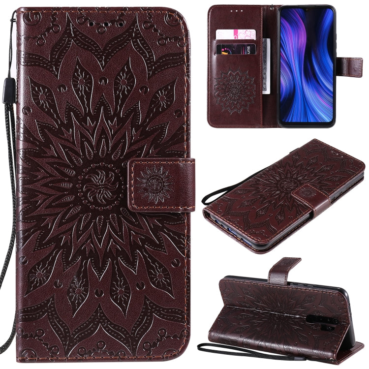 For Xiaomi Redmi 9 Sun Embossing Pattern Horizontal Flip Leather Case with Card Slot & Holder & Wallet & Lanyard