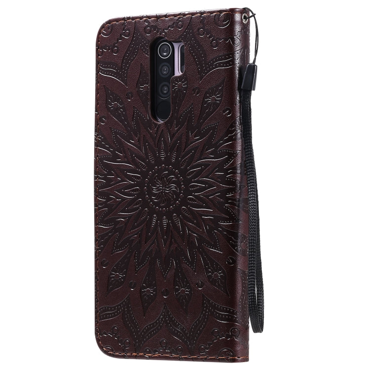 For Xiaomi Redmi 9 Sun Embossing Pattern Horizontal Flip Leather Case with Card Slot & Holder & Wallet & Lanyard