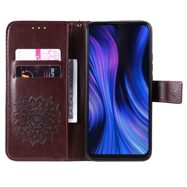 For Xiaomi Redmi 9 Sun Embossing Pattern Horizontal Flip Leather Case with Card Slot & Holder & Wallet & Lanyard