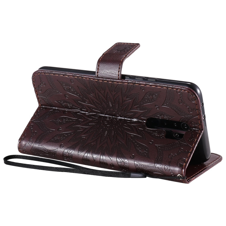 For Xiaomi Redmi 9 Sun Embossing Pattern Horizontal Flip Leather Case with Card Slot & Holder & Wallet & Lanyard