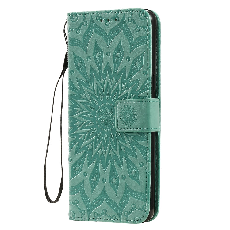 For LG K50S Pressed Printing Sunflower Pattern Horizontal Flip PU Leather Case Holder & Card Slots & Wallet & Lanyard