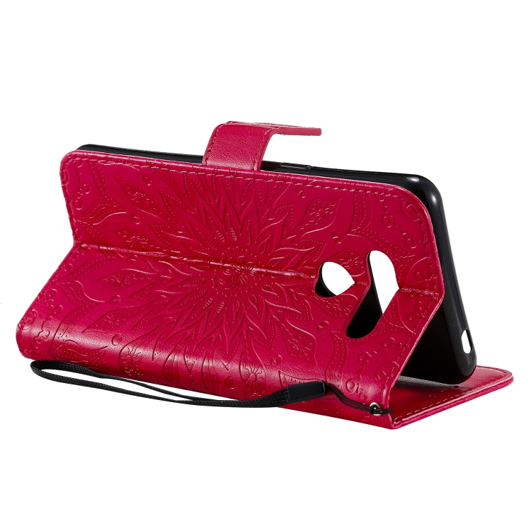 For LG K50S Pressed Printing Sunflower Pattern Horizontal Flip PU Leather Case Holder & Card Slots & Wallet & Lanyard