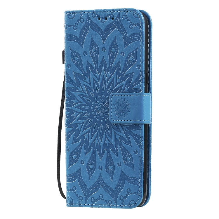 For LG K61 Pressed Printing Sunflower Pattern Horizontal Flip PU Leather Case Holder & Card Slots & Wallet & Lanyard