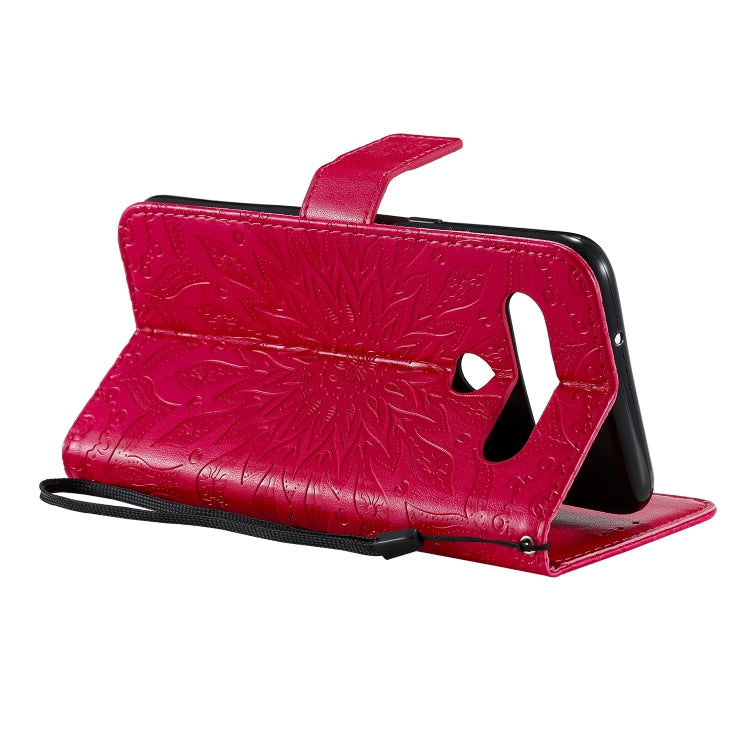 For LG K61 Pressed Printing Sunflower Pattern Horizontal Flip PU Leather Case Holder & Card Slots & Wallet & Lanyard