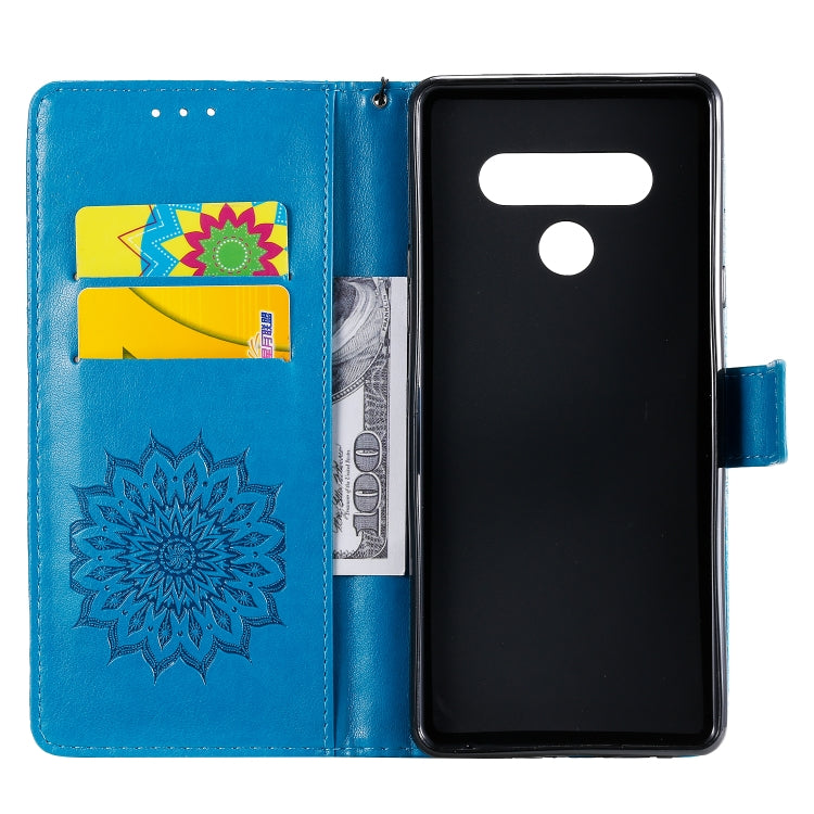 For LG Stylo 6 Pressed Printing Sunflower Pattern Horizontal Flip PU Leather Case Holder & Card Slots & Wallet & Lanyard
