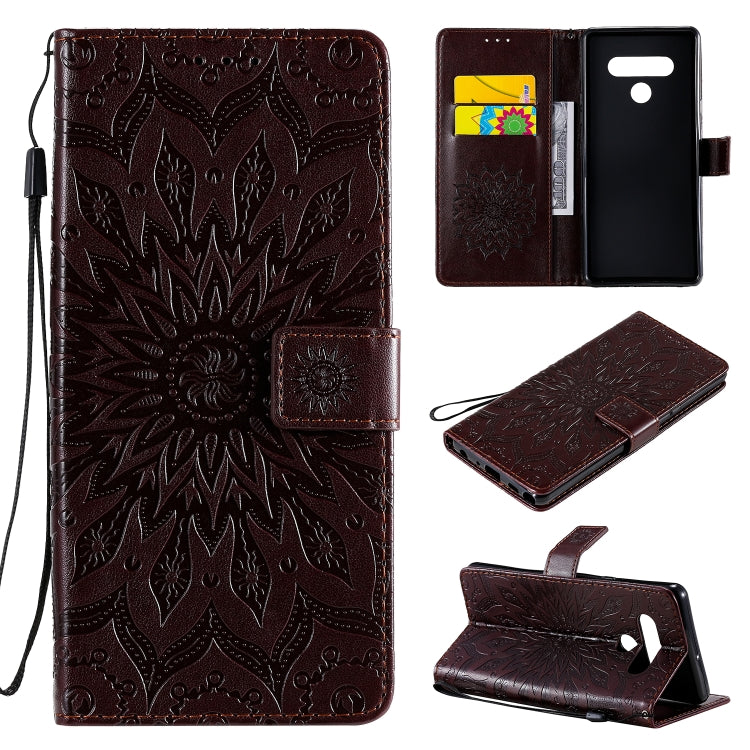 For LG Stylo 6 Pressed Printing Sunflower Pattern Horizontal Flip PU Leather Case Holder & Card Slots & Wallet & Lanyard