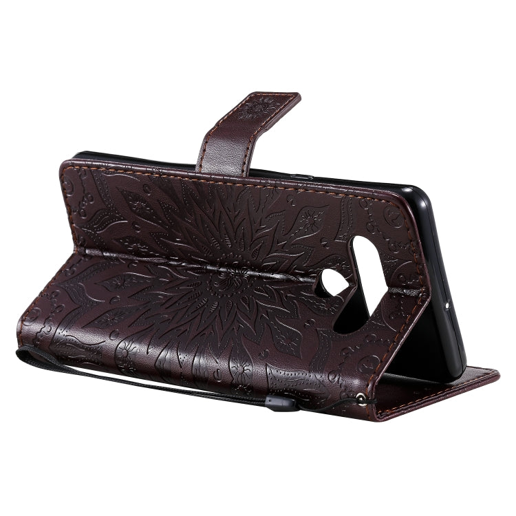 For LG Stylo 6 Pressed Printing Sunflower Pattern Horizontal Flip PU Leather Case Holder & Card Slots & Wallet & Lanyard