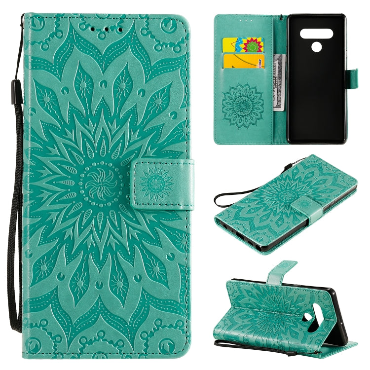 For LG Stylo 6 Pressed Printing Sunflower Pattern Horizontal Flip PU Leather Case Holder & Card Slots & Wallet & Lanyard