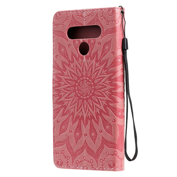 For LG Stylo 6 Pressed Printing Sunflower Pattern Horizontal Flip PU Leather Case Holder & Card Slots & Wallet & Lanyard