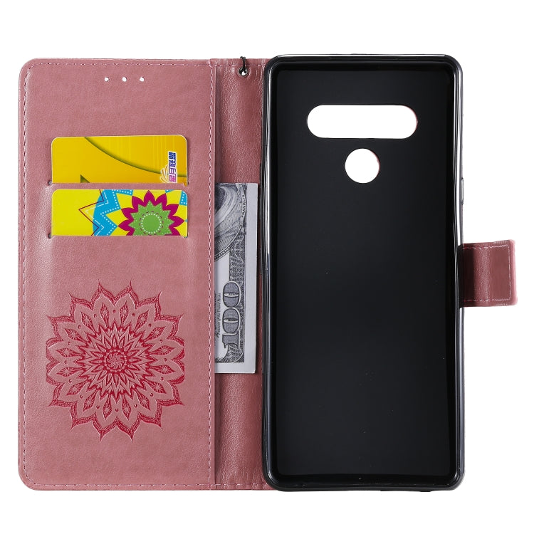 For LG Stylo 6 Pressed Printing Sunflower Pattern Horizontal Flip PU Leather Case Holder & Card Slots & Wallet & Lanyard