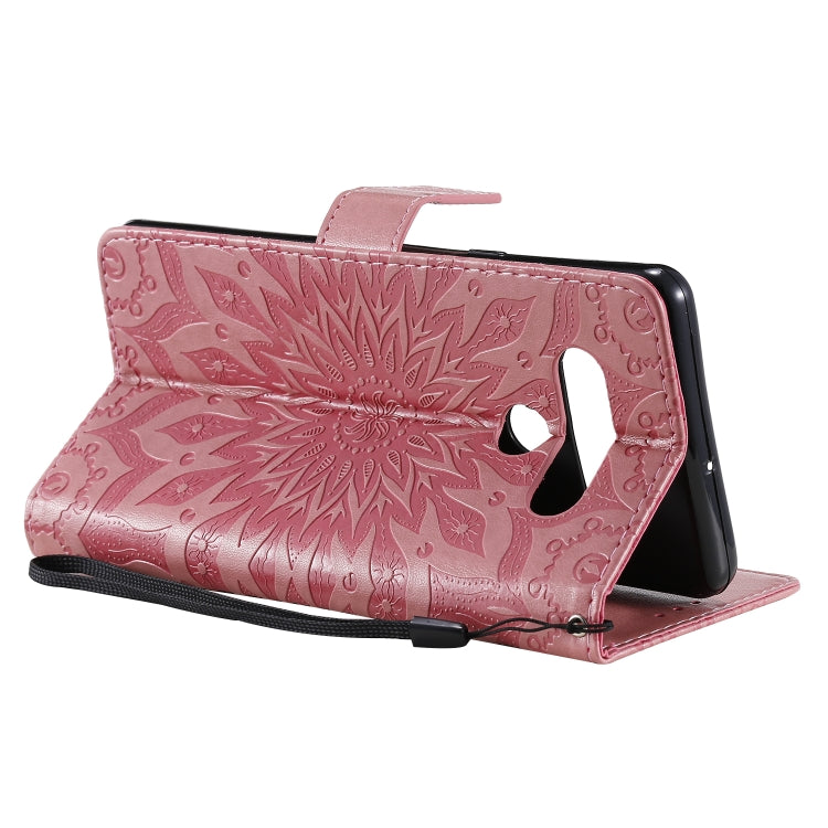 For LG Stylo 6 Pressed Printing Sunflower Pattern Horizontal Flip PU Leather Case Holder & Card Slots & Wallet & Lanyard